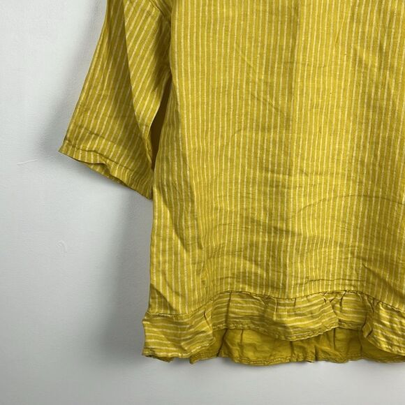 Lungo L'Arno Yellow Striped 100% Linen Tunic Top Women's Size Small - Picture 7 of 10